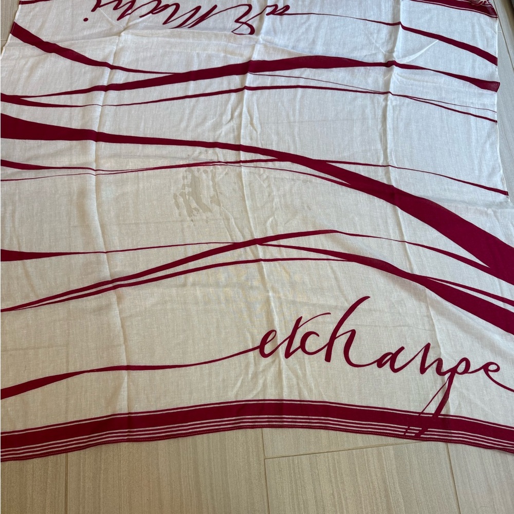 Armani Exchange Red and White Scarf